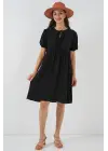Bağcıklı Midi Elbise 2575 - Siyah