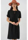 Bağcıklı Midi Elbise 2575 - Siyah