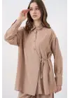 Bağcıklı Tunik Pantolon İkili Takım 6752 - Bej