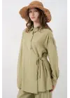 Tarz Bağcıklı Tunik Pantolon Takım E.Yeşil