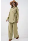 Bağcıklı Tunik Pantolon İkili Takım 6752 - E.Yeşil