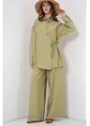Tarz Bağcıklı Tunik Pantolon Takım E.Yeşil