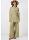 Bağcıklı Tunik Pantolon İkili Takım 6752 - E.Yeşil