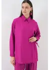 Bağcıklı Tunik Pantolon İkili Takım 6752 - Fuşya