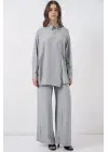 Bağcıklı Tunik Pantolon İkili Takım 6752 - Gri