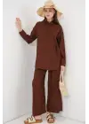 Bağcıklı Tunik Pantolon İkili Takım 6752 - Kahverengi