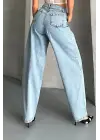 Baggy kar yıkama buz mavi jeans pantolon d2007