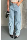 Baggy kar yıkama buz mavi jeans pantolon d2007