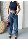 Baggy kar yıkama jeans pantolon koyu mavi d2007