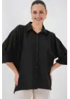 Bağlama Detaylı Ayrobin Gömlek 20290 - Siyah