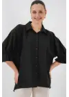 Bağlama Detaylı Ayrobin Gömlek 20290 - Siyah