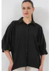 Bağlama Detaylı Ayrobin Gömlek 20290 - Siyah