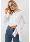 Bağlamalı Uzun Kol Gömlek 20325 - Beyaz