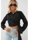 Bağlamalı Uzun Kol Gömlek 20325 - Siyah