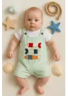 Balık Nakışlı Kısa Kollu Erkek Bebek Tulumu