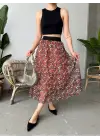 Tarz Baskılı Uzun Etek