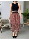 Tarz Baskılı Uzun Etek