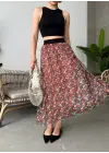 Tarz Baskılı Uzun Etek
