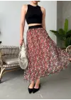 Omarı Sezona Uygun Baskılı Uzun Etek