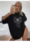 Baskılı Oversize T-shirt - Siyah