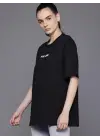 Baskılı Oversize T-shirt - Siyah