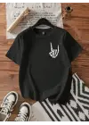 Baskılı T-shirt - Siyah