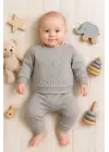 Bear Gofre Kabartmalı 2li Erkek Bebek Takımı