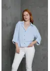 Omarı Şık Detaylı Bebe Mavi Gömlek