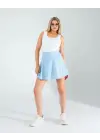Omarı Keten Mavi Bebek Şort Etek