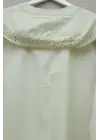 Bebe Yaka Dantel Detaylı Düğmeli Poplin Gömlek -Bej