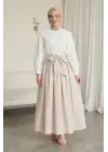 Bebe Yaka Dantel Detaylı Düğmeli Poplin Gömlek  -Ekru