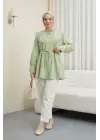 Bebe Yaka Fistolu Beli Bağcıklı Modal Tunik  -Çağla Y.