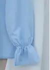 Bebe Yaka Fistolu Kolu Lastikli Poplin Gömlek Bluz -Bebe Mavi