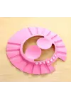 Bebek Banyo Şapkası Düğmeli Kulaklıklı Pembe