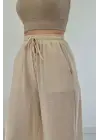 Bej Keten Pantolon