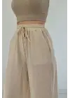 Bej Keten Pantolon