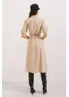 Bej Kuşaklı Gömlek Elbise 2442