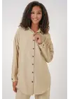 Bej Oversize Keten Alt Üst Takım 6622