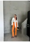 BEL LASTİK DETAYLI MODAL KUMAŞ PANTOLON - Orange