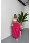 BEL LASTİKLİ BALON ETEK ŞANEL BOY SOFT KUMAŞ - Fuşya