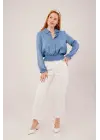 Bel Ve Bilek Lastikli Mavi Bluz