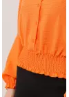 Bel Ve Bilek Lastikli Turuncu Bluz