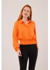 Bel Ve Bilek Lastikli Turuncu Bluz