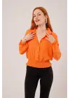 Bel Ve Bilek Lastikli Turuncu Bluz