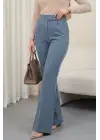 Beli Cırtcırt Detay Boru Paça Kumaş Pantolon -Gri