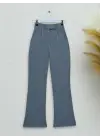 Beli Cırtcırt Detay Boru Paça Kumaş Pantolon -Gri