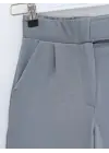Beli Cırtcırt Detay Boru Paça Kumaş Pantolon -Gri