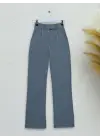 Beli Cırtlı Likralı Pantolon -Gri