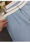 Beli Kancalı Kemer Detaylı İnce Kot Pantolon -Açık Mavi