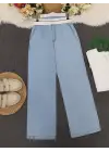 Beli Kancalı Kemer Detaylı İnce Kot Pantolon -Açık Mavi